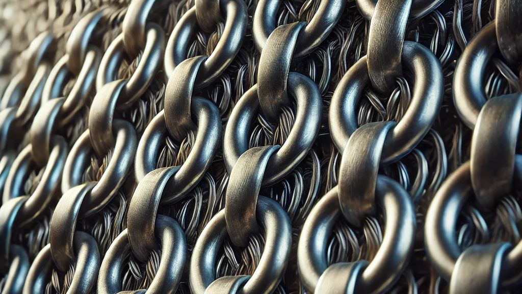closeup of mithril chainmail armor