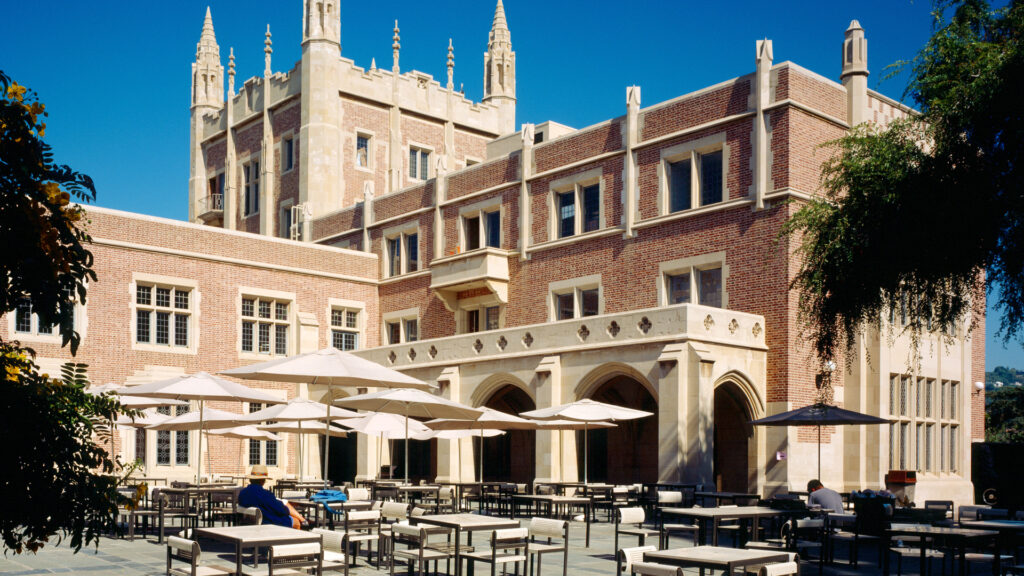 zoom background UCLA Kerckhoff patio