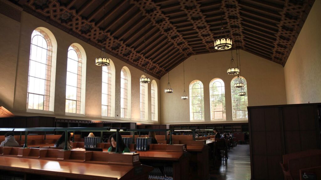 zoom background UCLA Powell library interior