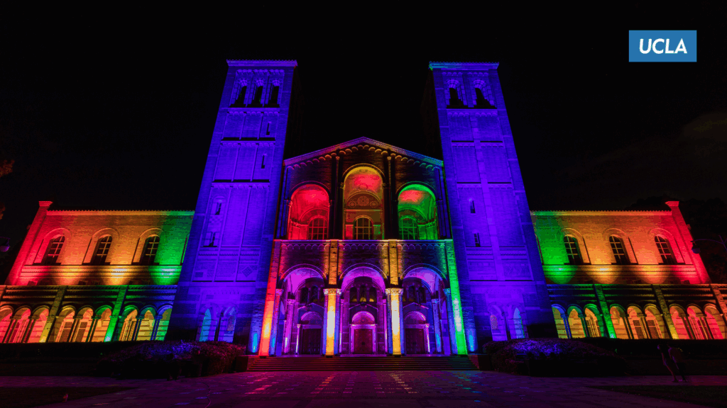 zoom background UCLA Royce Hall Pride Colors