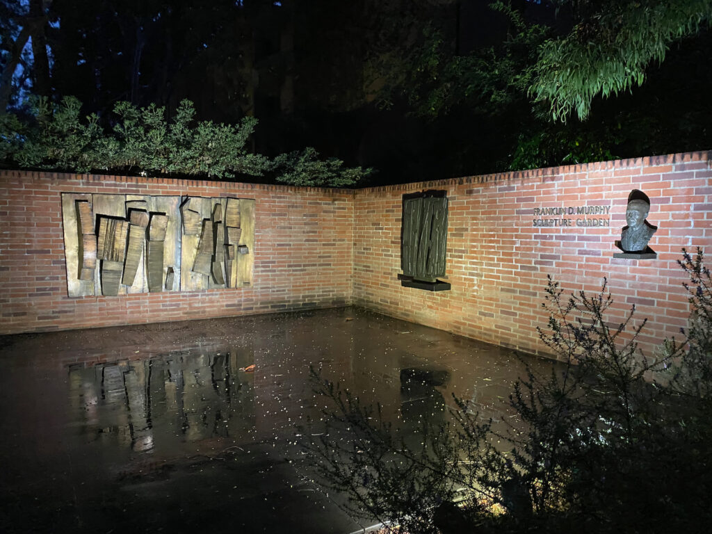 zoom background UCLA Murphy Sculpture Garden night